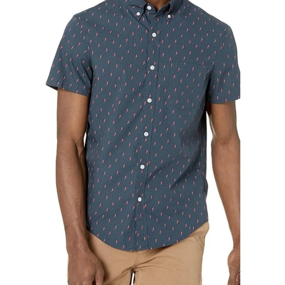 J.CREW Other - NEW! J Crew Short Sleeve Button Up Shirt Men's M Blue Lightning Bolt Flex